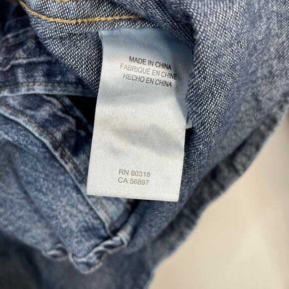 Lucky Brand Cotton Blue Jean Denim Western Cowboy Snap Long Sleeve Shirt Mens M - Picture 13 of 16